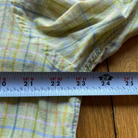 Paul Stuart Size L Yellow Green Plaid 100% Cotton Long Sleeve Button-Down Shirt - Picture 11 of 16